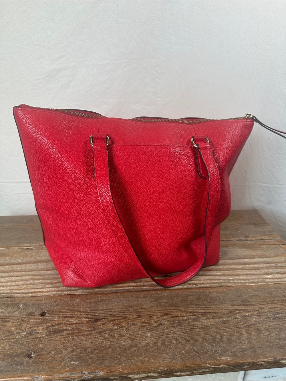 kate spade Red Embossed Pebbled Leather Tote - Picture 2 of 11